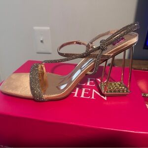 Elegant Gold Strappy Heels